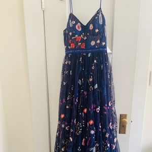 Mac Duggal Floral-Embroidered Bustier Gown